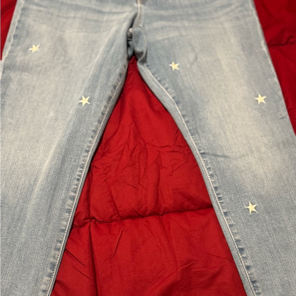 GAP Light Blue Women's Straight Leg Jeans with Star Details